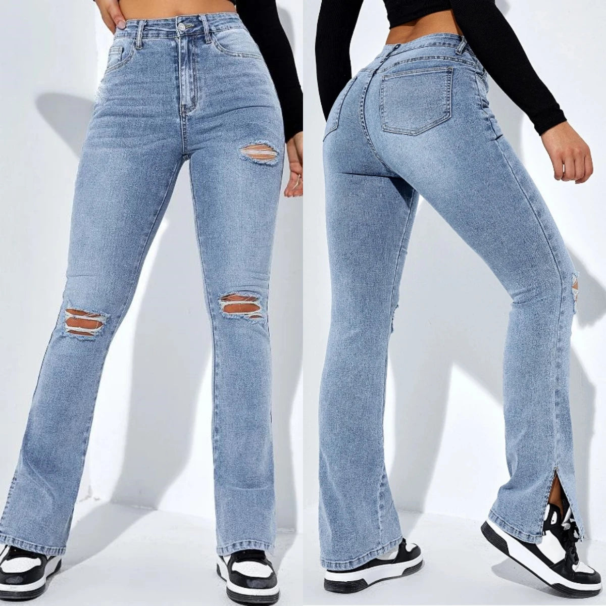 High-Waist Ripped Jeans Damen – Streetstyle trifft Eleganz
